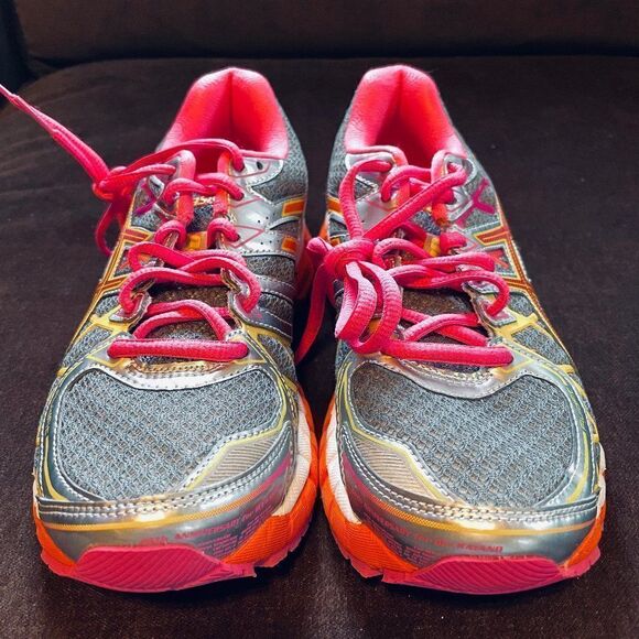 RARE ASICS GEL KAYANO 20 Grey Yellow Pink Orange Womens 7 MEDIUM 38 EUR - Picture 3 of 13